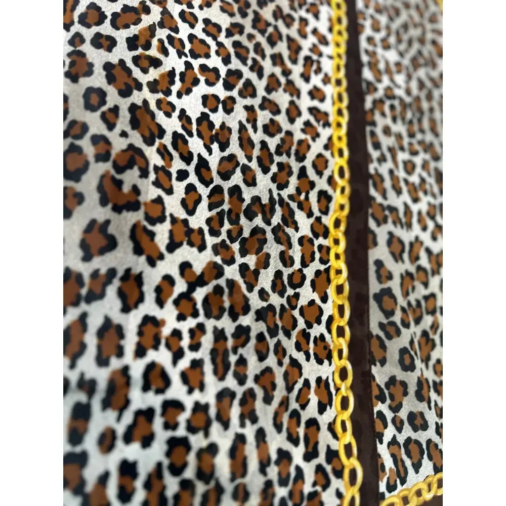 Leopard Scarf Gold Chain Lightweight Oblong Scarf Glam